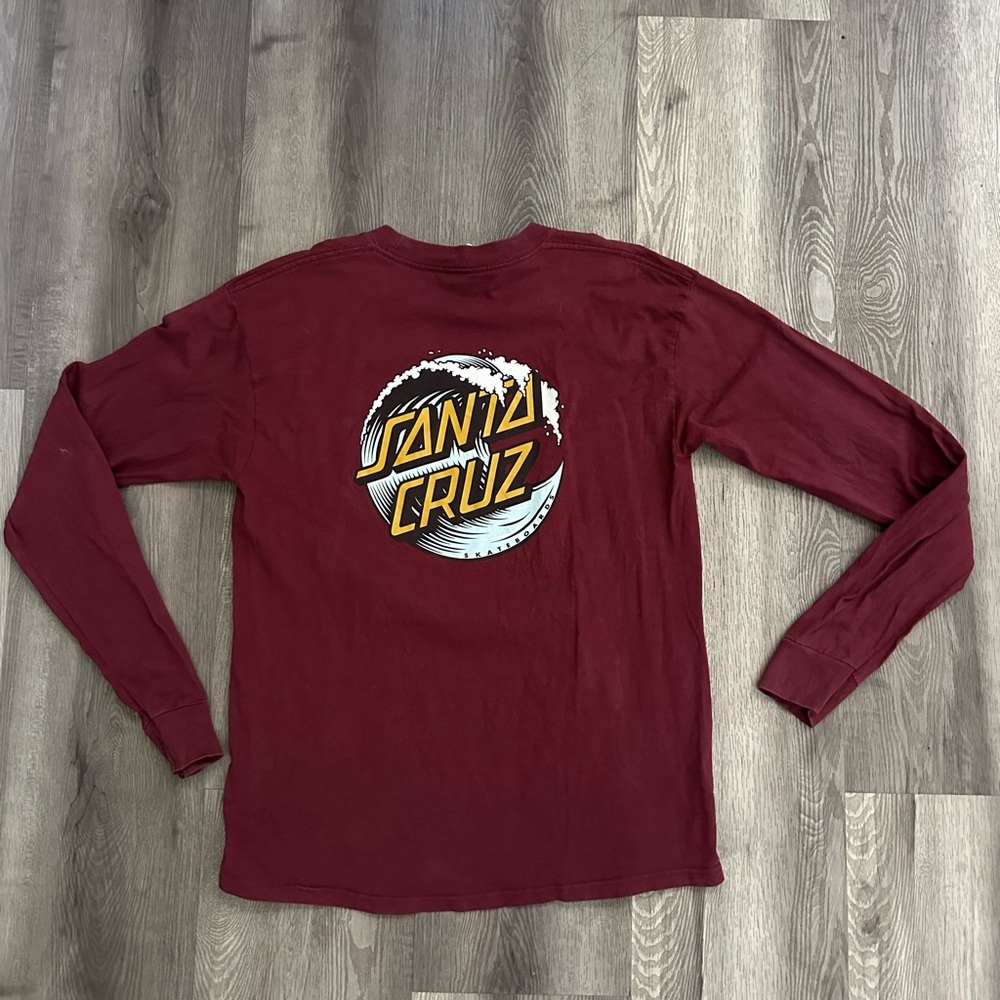 Santa Cruz Skateboards maroon Long Sleeve Tee shirt size Large L streetwear